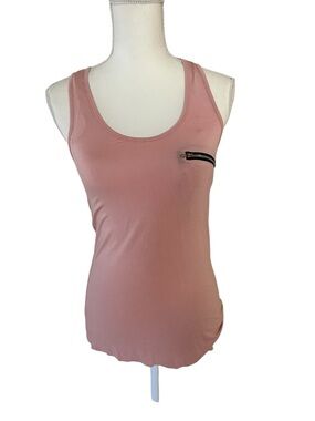 POL Strawberry Ice Sleeveless Tank with Front Zip - Pink